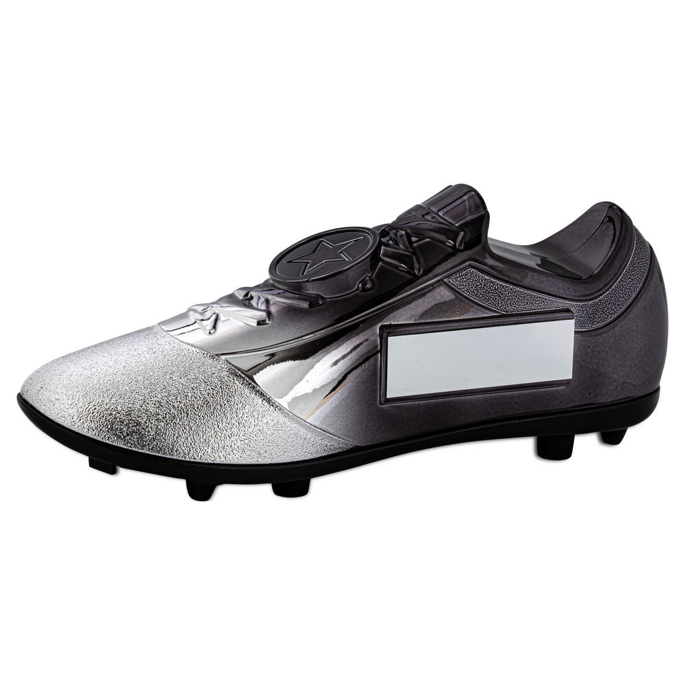 Filled Plastic Footballl Boot In Silv|black With Plate