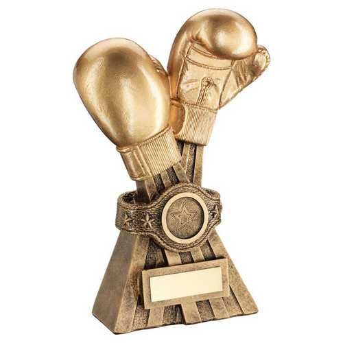 Gold|Brz Boxing Gloves With Belt With Plate (1in Centre) - 8in