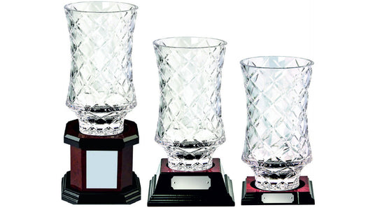 Lead Crystal Vase Award on Wood Base