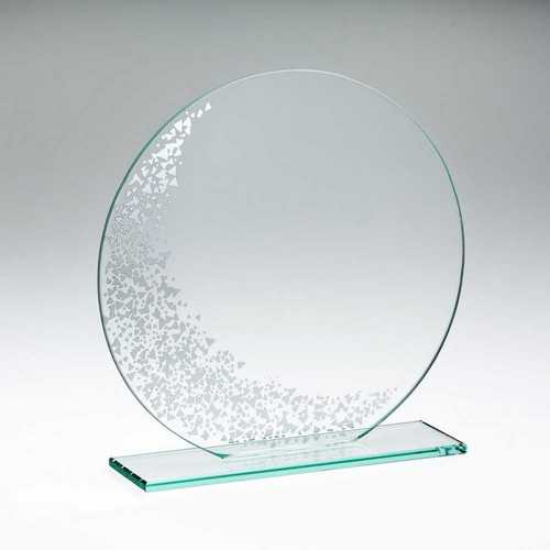 Jade Glass Round Plaque With Silv Detail (4mm Thick) - 5.5in