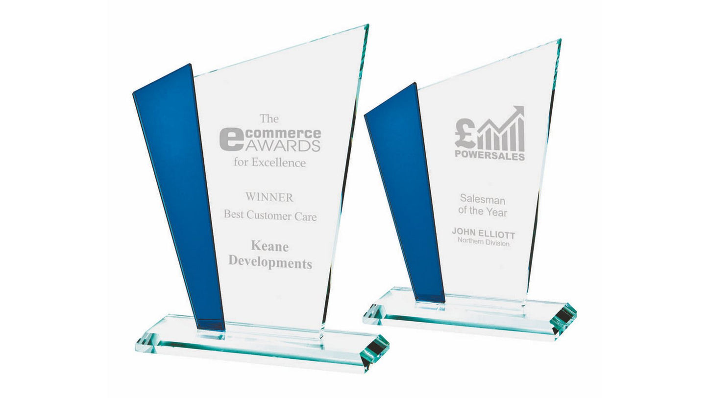 Clear/Blue Glass Stand (In Presentation Case)