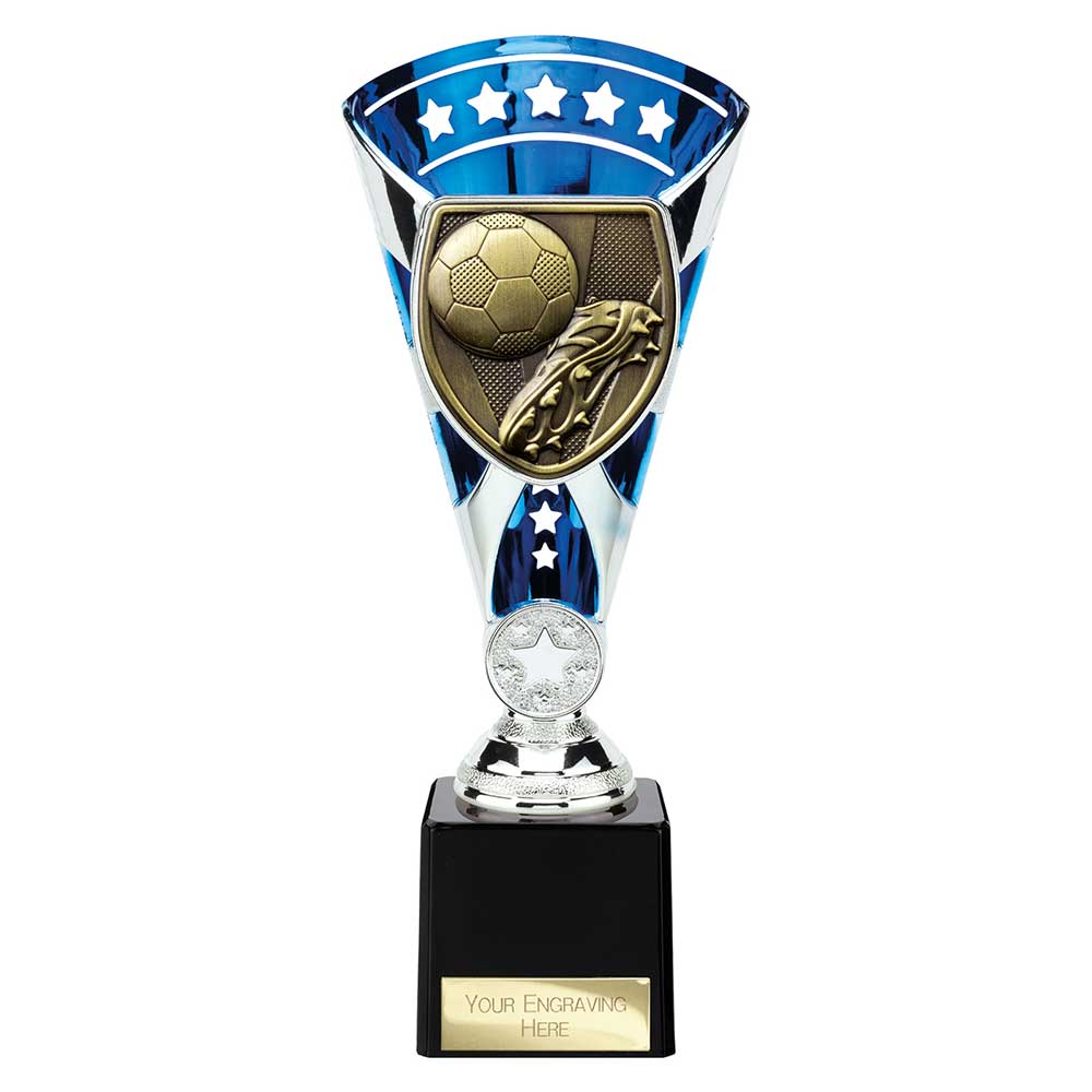 Cobra Star Cup Football Boot & Ball Silver & Blue