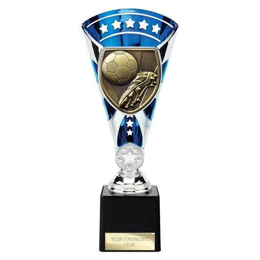 Cobra Star Cup Football Boot & Ball Silver & Blue