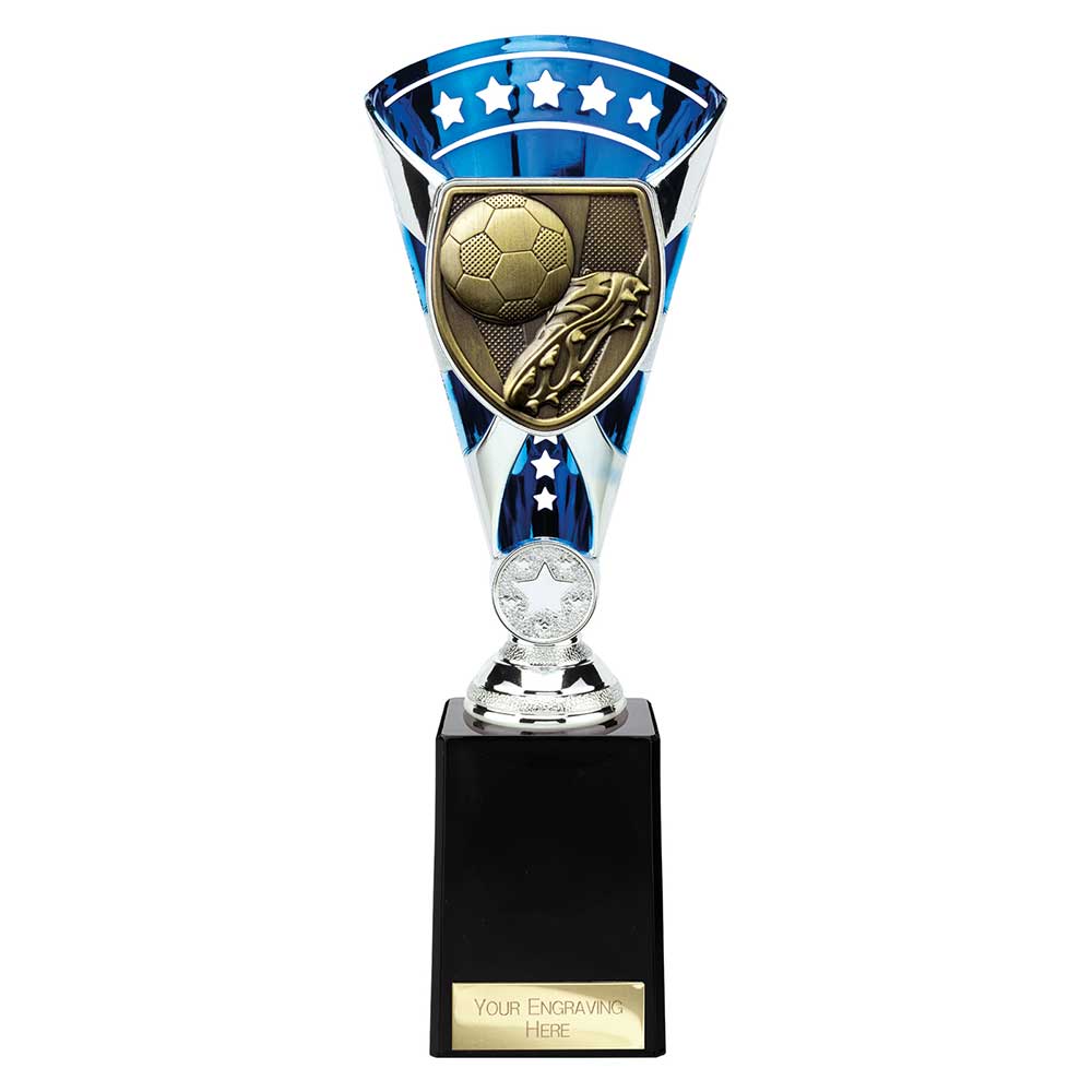 Cobra Star Cup Football Boot & Ball Silver & Blue