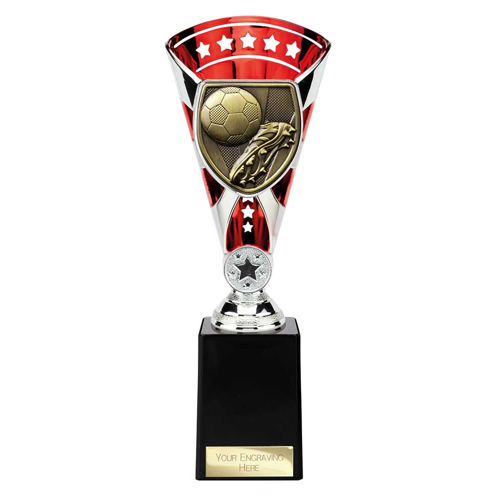 Cobra Star Cup Football Boot & Ball Silver & Red