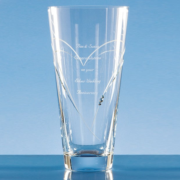 Diamante Conical Vase with Heart Shaped Cutting