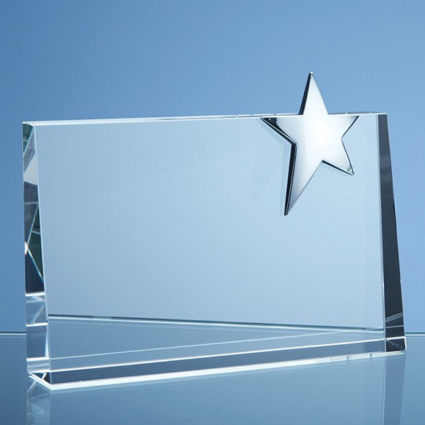 Optical Crystal Horizontal Rectangle with Silver Star