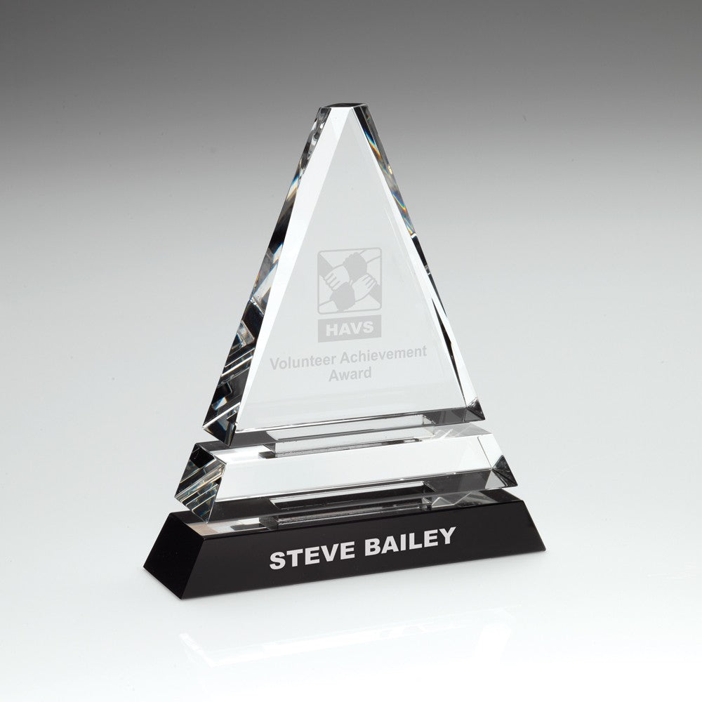 Clear Glass Pyramid On Black Base