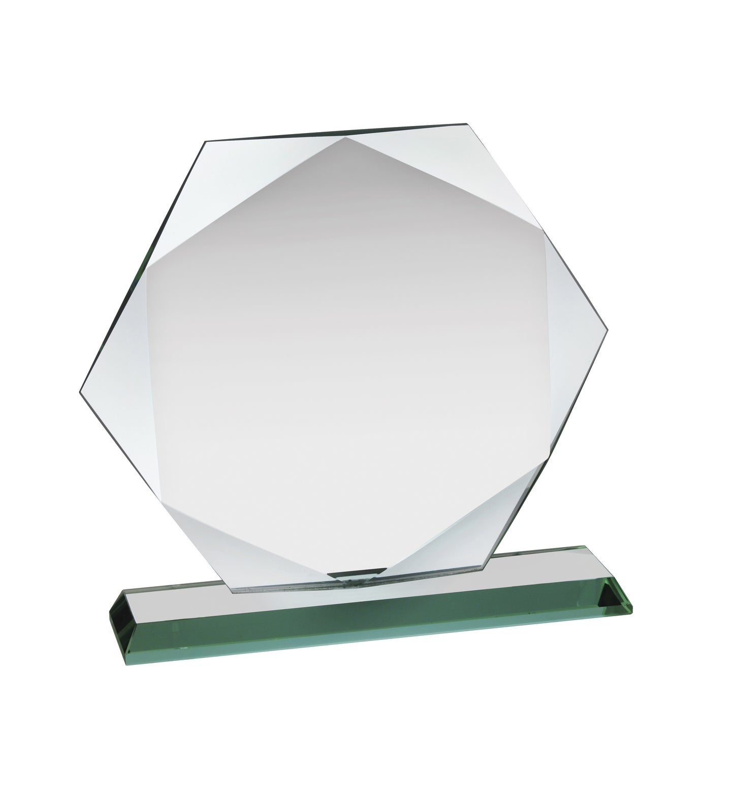 Jade Glass Hexagon Award on Robust Glass Plinth