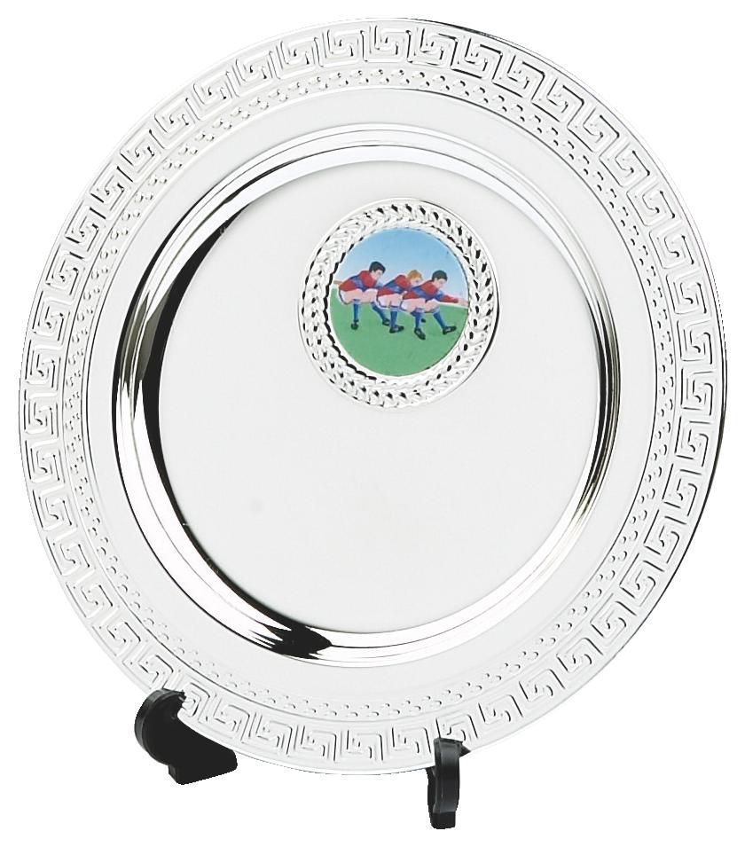 Silver Salver Award On Stand With Badge