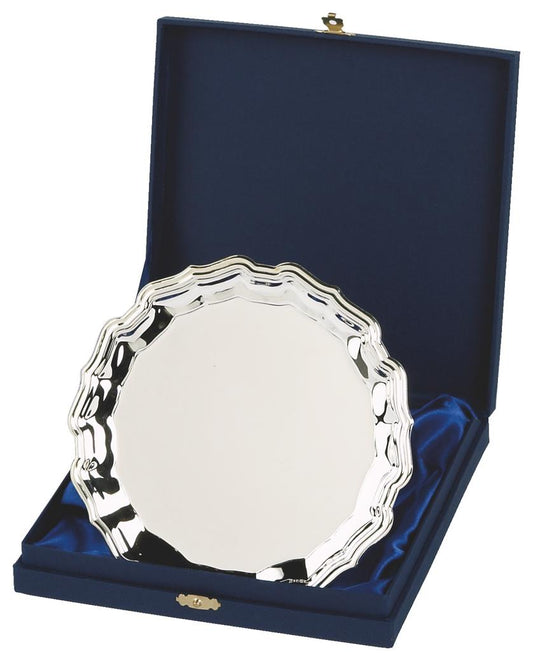 Heavy Nickel Plated Salver Award In Presentation Case