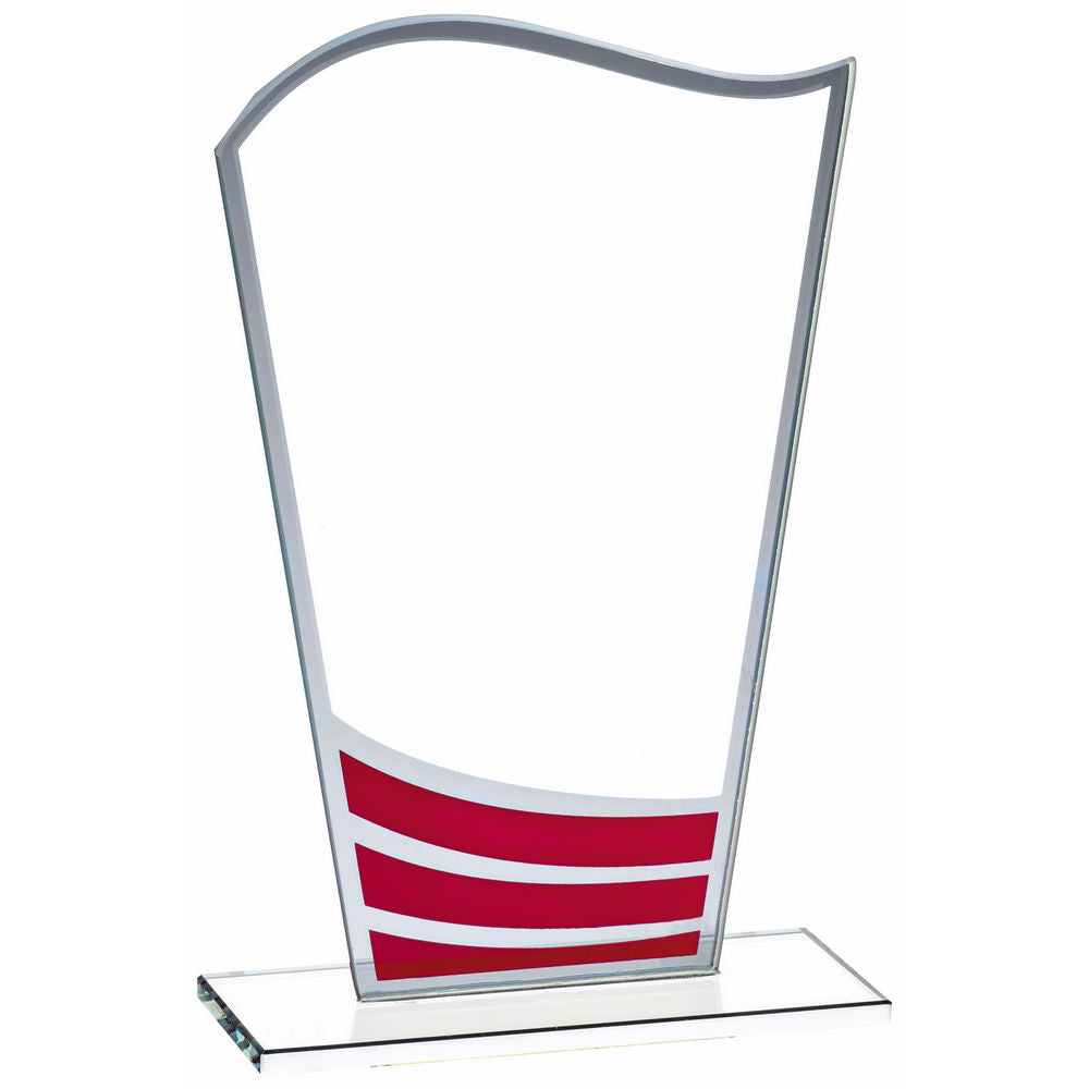 Clear Red Wave Glass Award - 3 Sizes