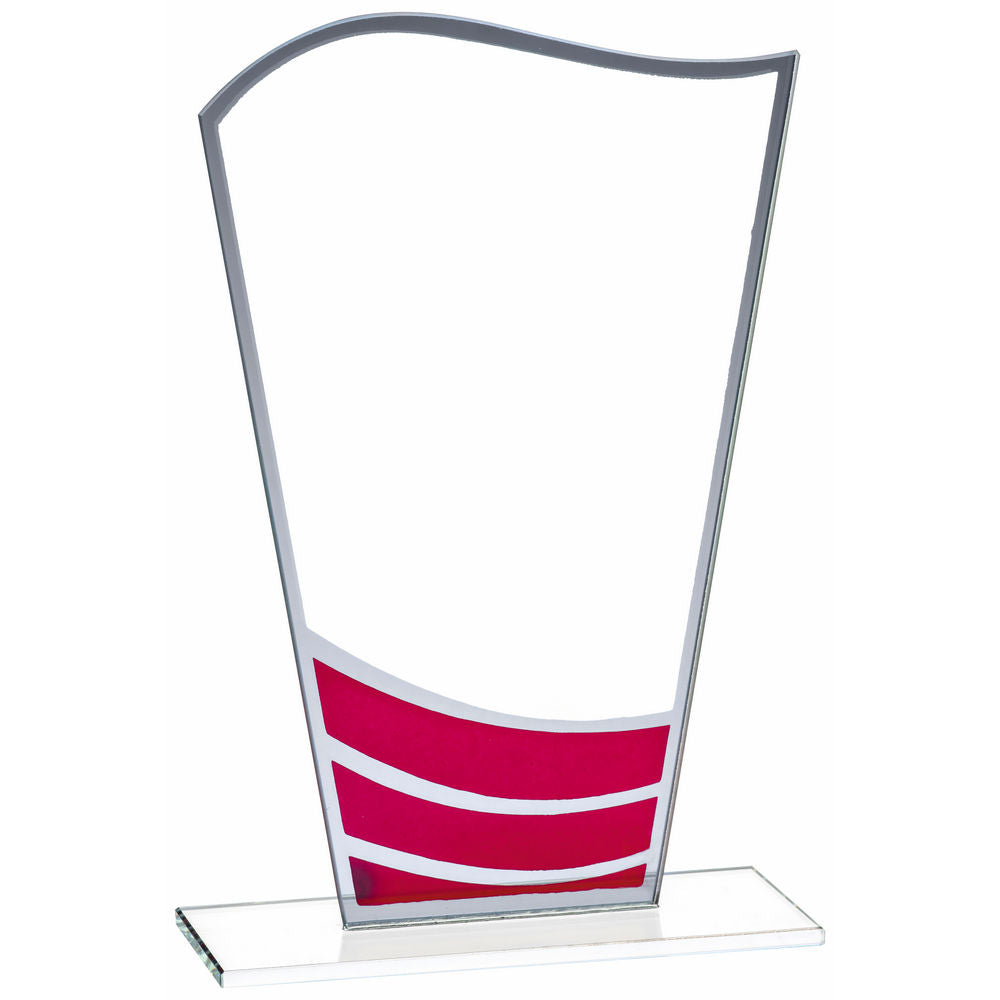 Clear Red Wave Glass Award - 3 Sizes