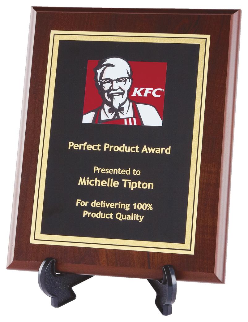 Brass Plaque Award On Rosewood