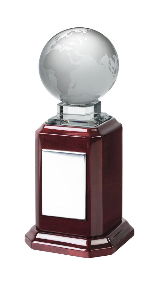 Crystal Globe on Piano Wood Base