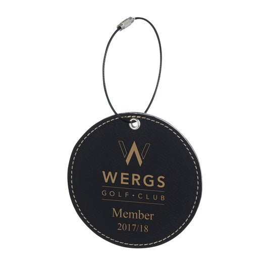 Leatherette Round Black Bag Tag