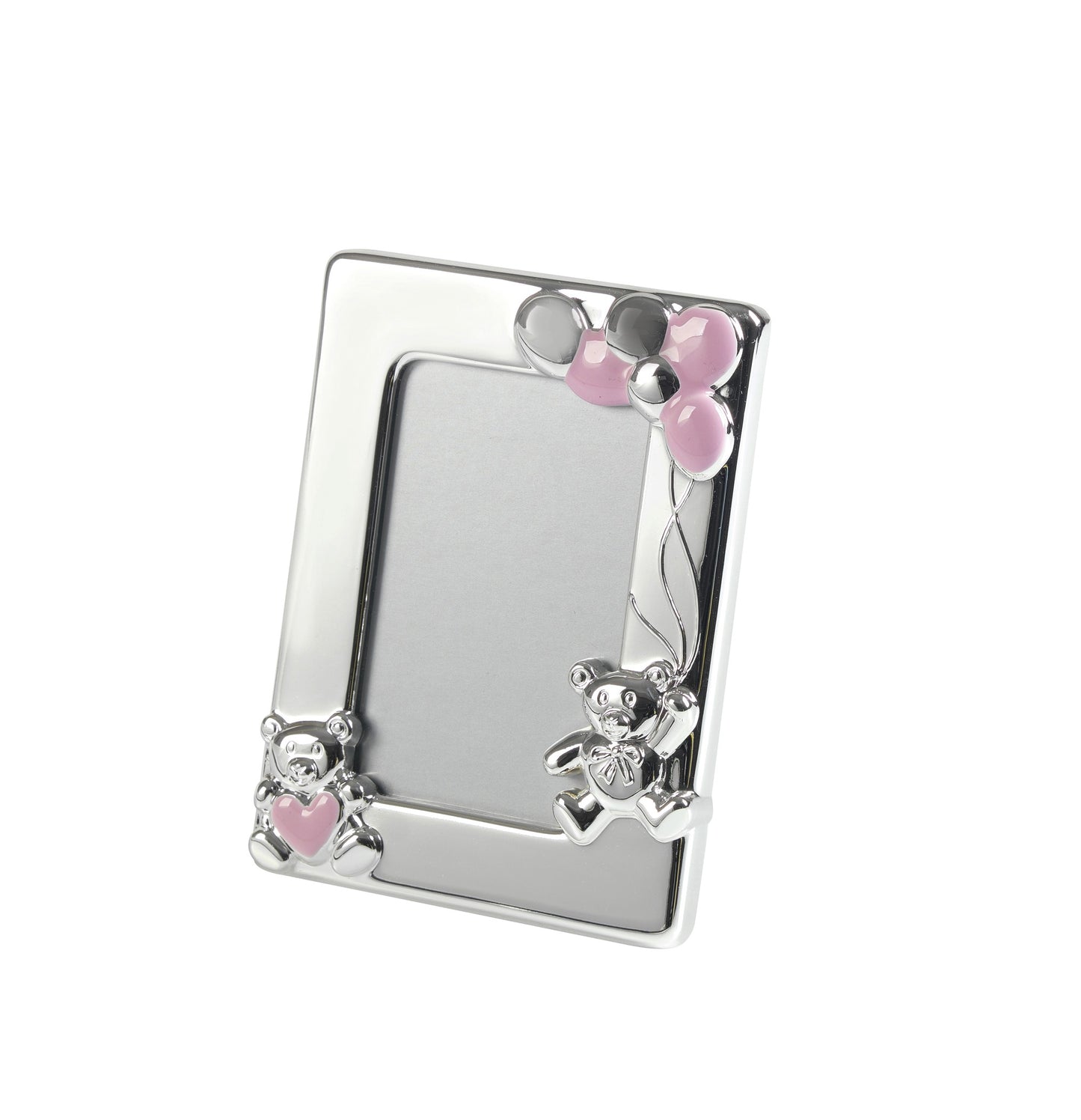 10cm Pink Enml Teddy Photo Frame