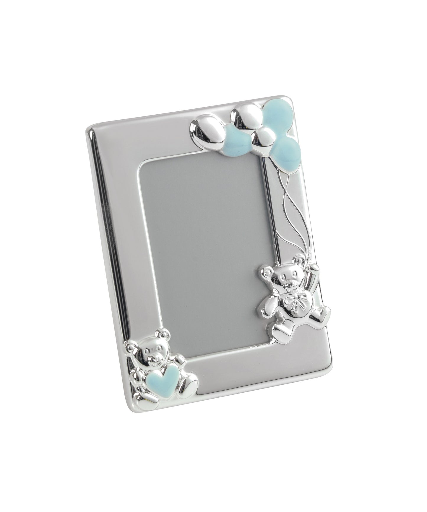 10cm Blue Enml Teddy Photo Frame