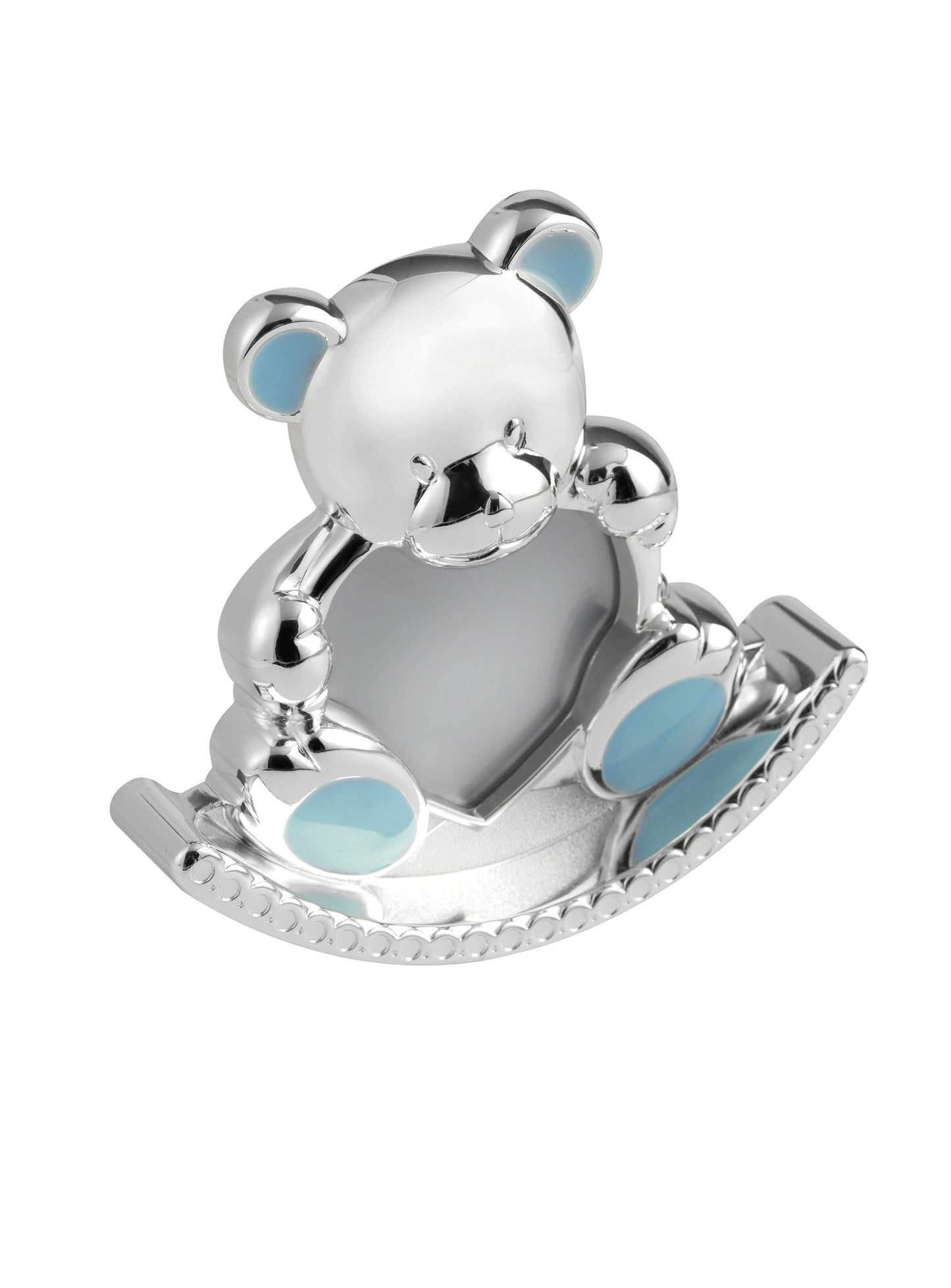 12.5cm Blue Enml Rocking Teddy Photo Frm
