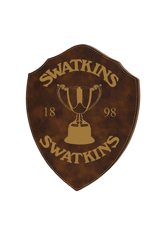 LZXL Antique Brown with Gold Shield Wall Plaque