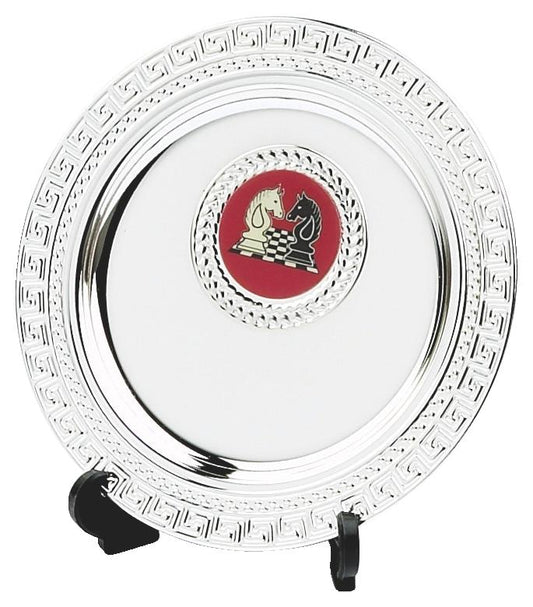 Silver Salver Award On Stand With Badge