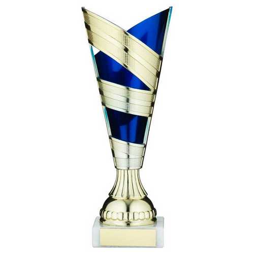 Gold|blue Plastic V Stem Trophy Cup - 9in