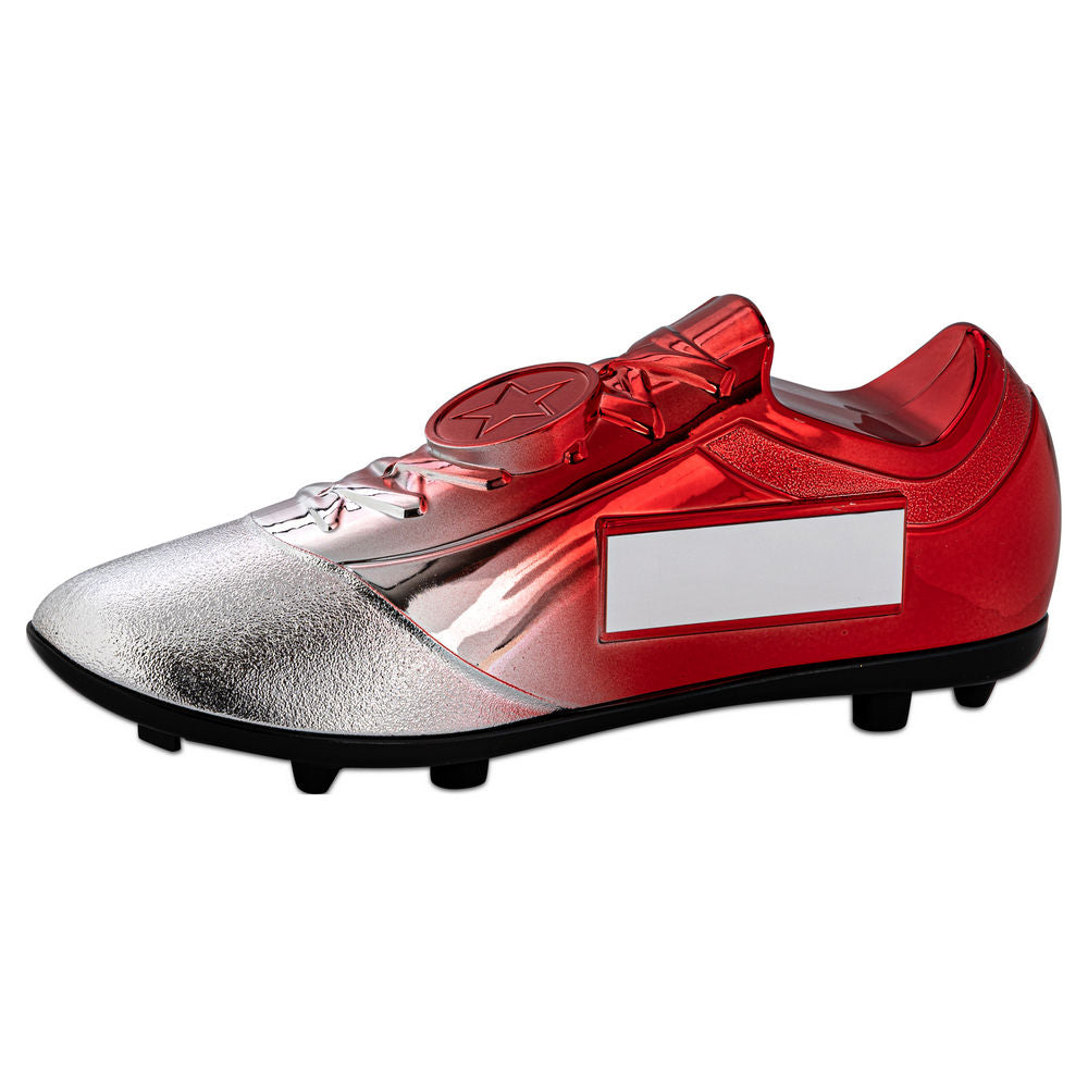 Filled Plastic Footballl Boot In Silver|red With Plate