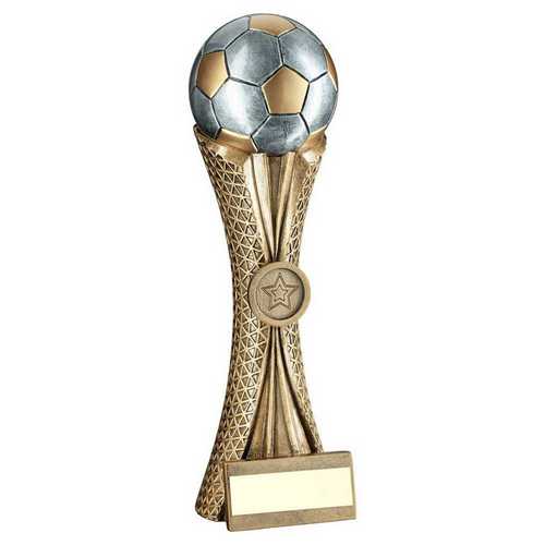 Brz|Pew|Gold Football On Tri Mesh Column With Plate (1in Centre) - 10.5in