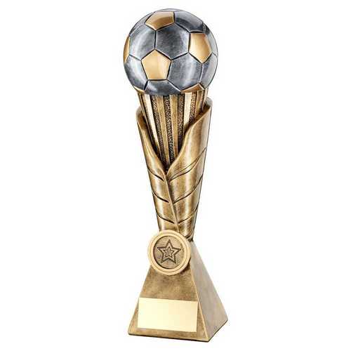 Brz|Pew|Gold Football On Leaf Burst Column With Plate (1in Centre) - 12in