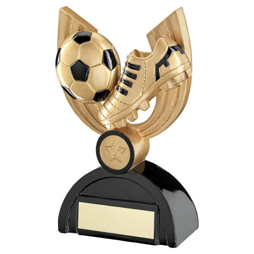 Gold|Black Football And Boot On Semi Backdrop With Plate (1in Centre)