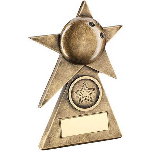 Brz|Gold Ten Pin Star On Pyramid Base With Plate (1in Centre) - 5in