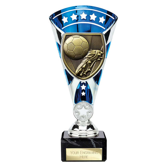 Cobra Star Cup Football Boot & Ball Silver & Blue