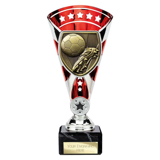 Cobra Star Cup Football Boot & Ball Silver & Red