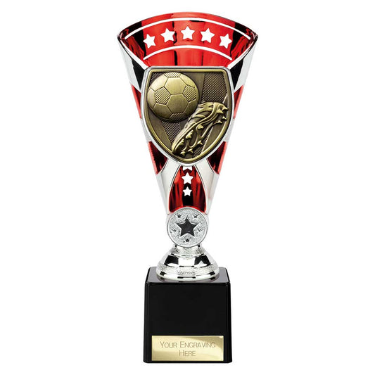 Cobra Star Cup Football Boot & Ball Silver & Red