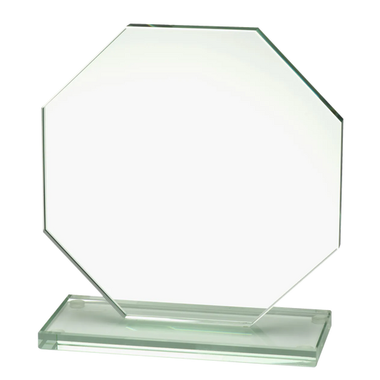 Jade Glass Hexagon Award on Robust Glass Plinth Success 150mm x 150mm x 10mm