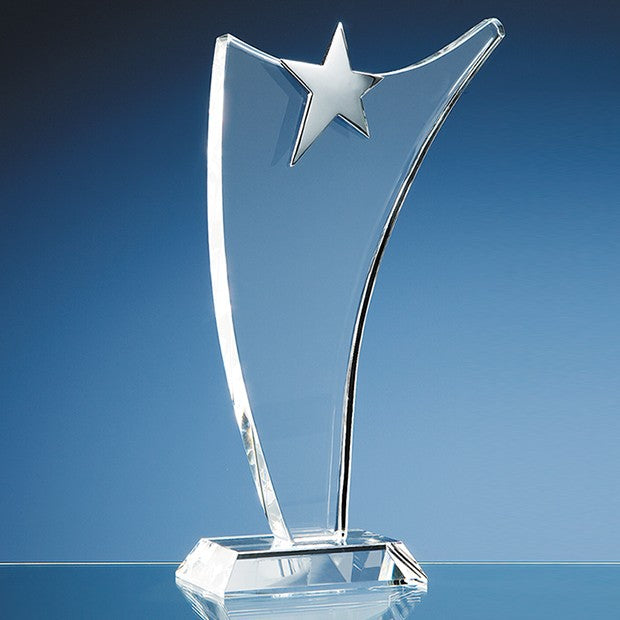 Optical Crystal Swoop Award with Silver Star