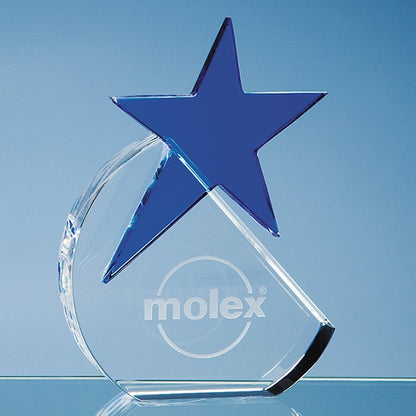 Optical Crystal Circle with Blue Star Award
