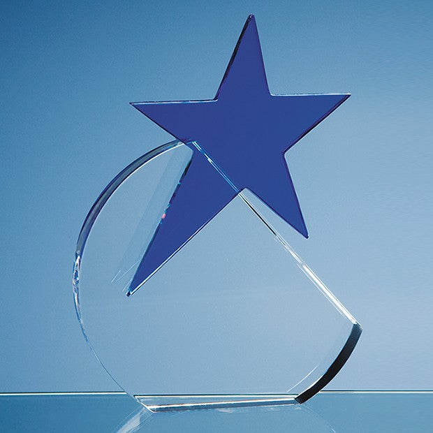 Optical Crystal Circle with Blue Star Award
