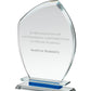 Clear & Blue Crystal Peaked Oval Award