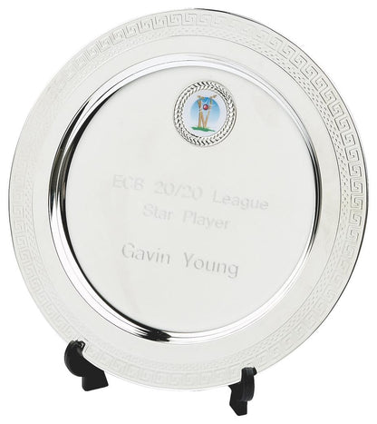 Silver Salver Award On Stand With Badge