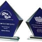 Clear-Blue Glass Diamond Stand Award - 2 Sizes