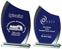 Clear-Blue Glass Curve Award - 2 Sizes