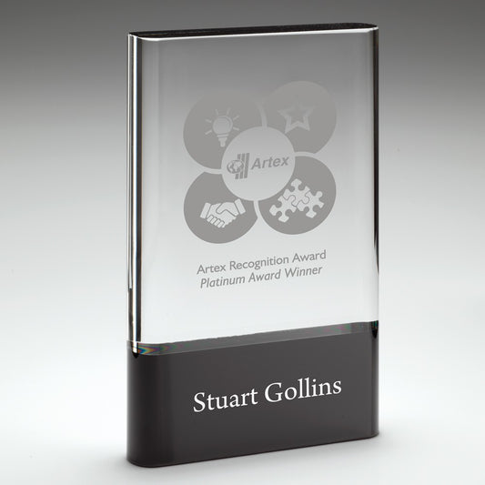 Clear Glass Plaque On Black Base (30mm Thick)