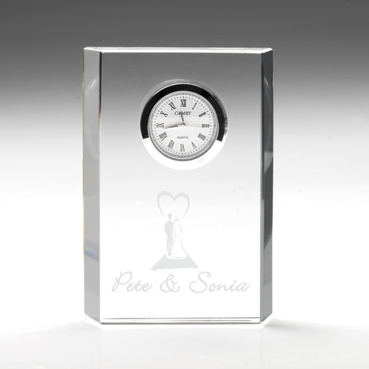 12cm Clear Glass Rectangle Clock