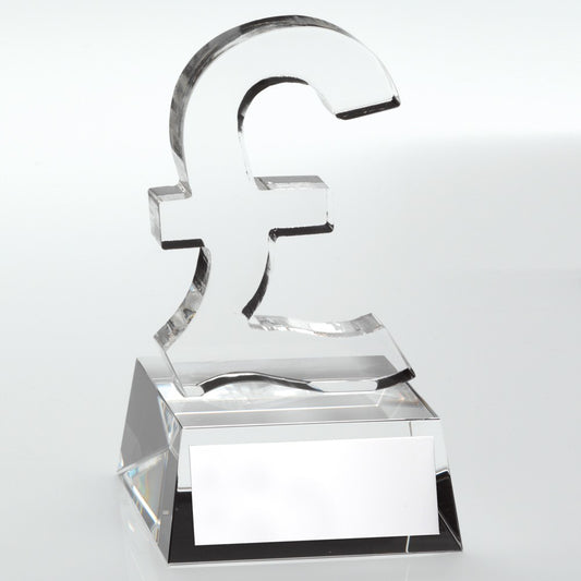 12cm Clear Glass 'Pound Sign' Trophy - 4.75In