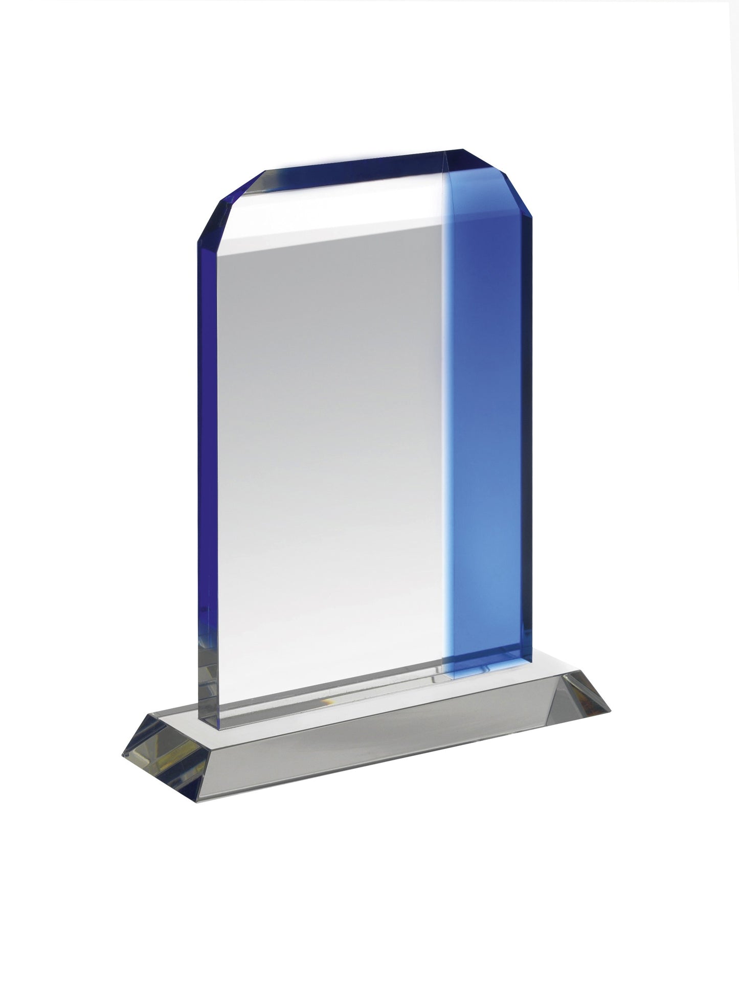 Clear & Blue Crystal Rectangle Plaque Award - Jackson Corporate Trophie