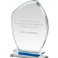 Clear & Blue Crystal Peaked Oval Award