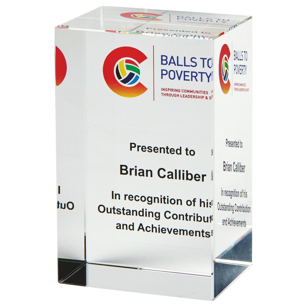 Portrait Crystal Block Award with Full Colour Printing